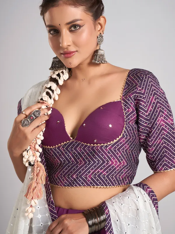 Wine silk gota weaving chaniya Choli