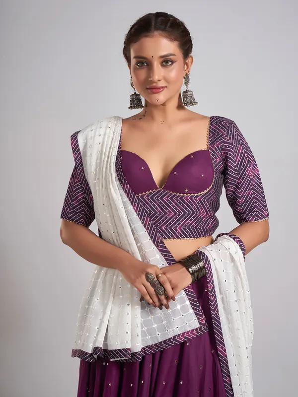 Wine silk gota weaving chaniya Choli