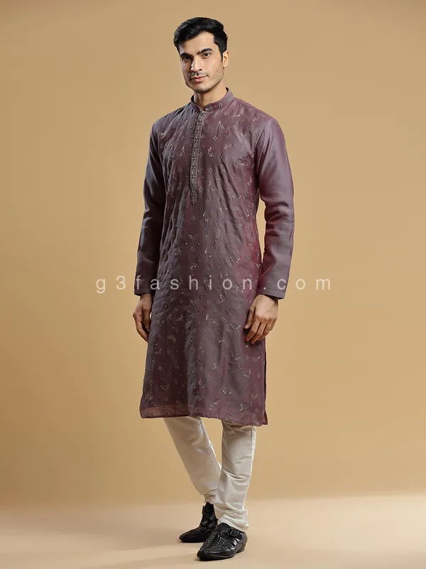 Wine silk  Men Kurta pajama for festive