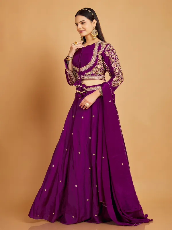 Purple wedding silk lehenga choli