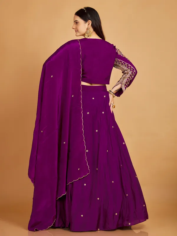 Purple wedding silk lehenga choli