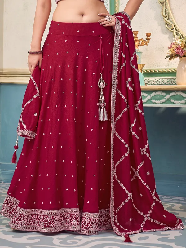 Wine silk lehenga choli for weddings