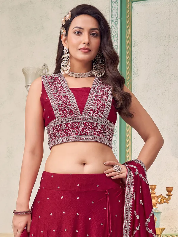 Wine silk lehenga choli for weddings