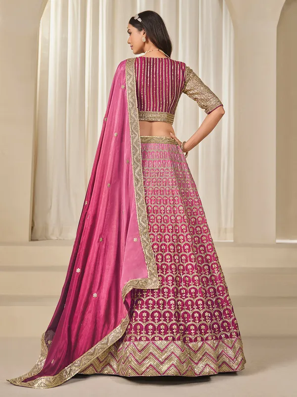Wine silk lehenga choli with sequins work