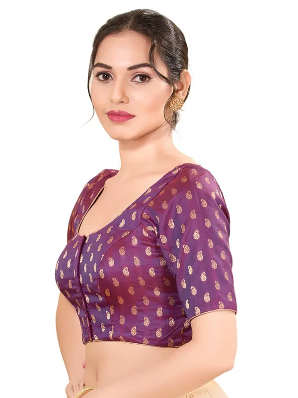 Wine silk ready made blouse