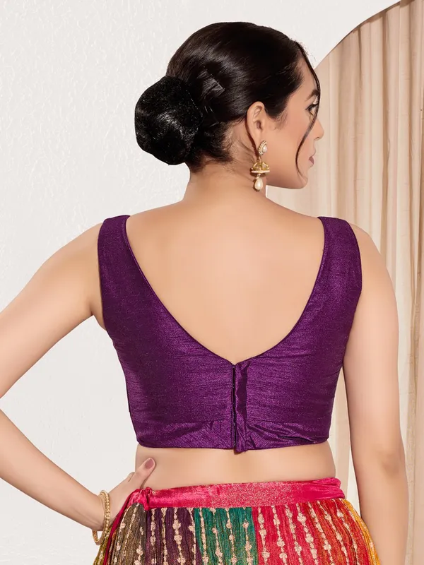 Wine silk ready made blouse for women