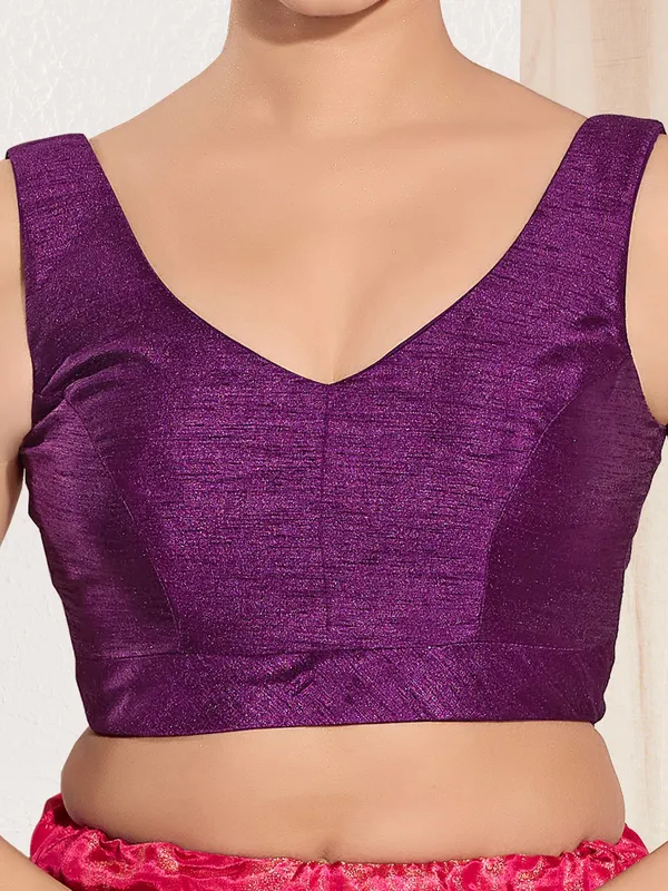 Wine silk ready made blouse for women