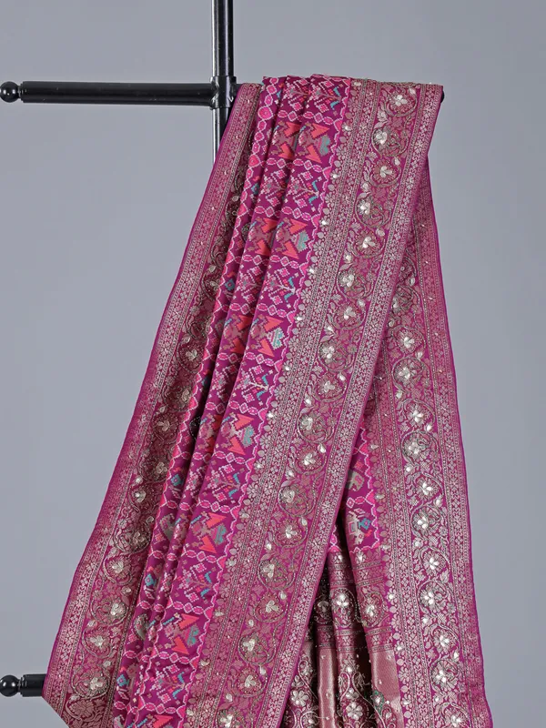 Wine silk saree for wedding celebration
