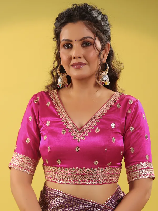 Wine silk saree for wedding celebration wear