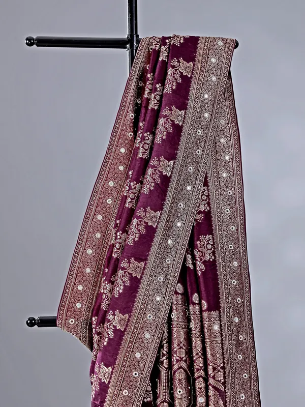 Wine silk saree with festive glow