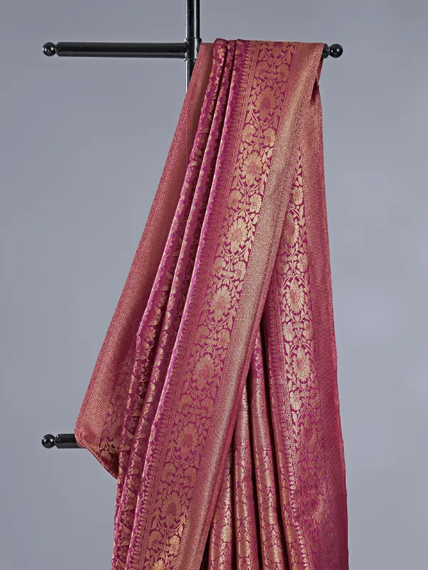 Wine silk saree with unstitched blouse