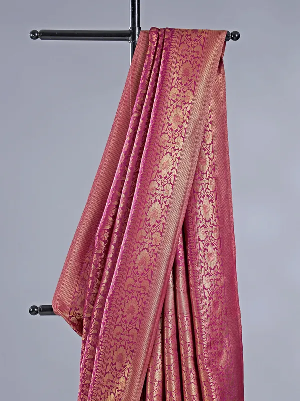 Wine silk saree with unstitched blouse