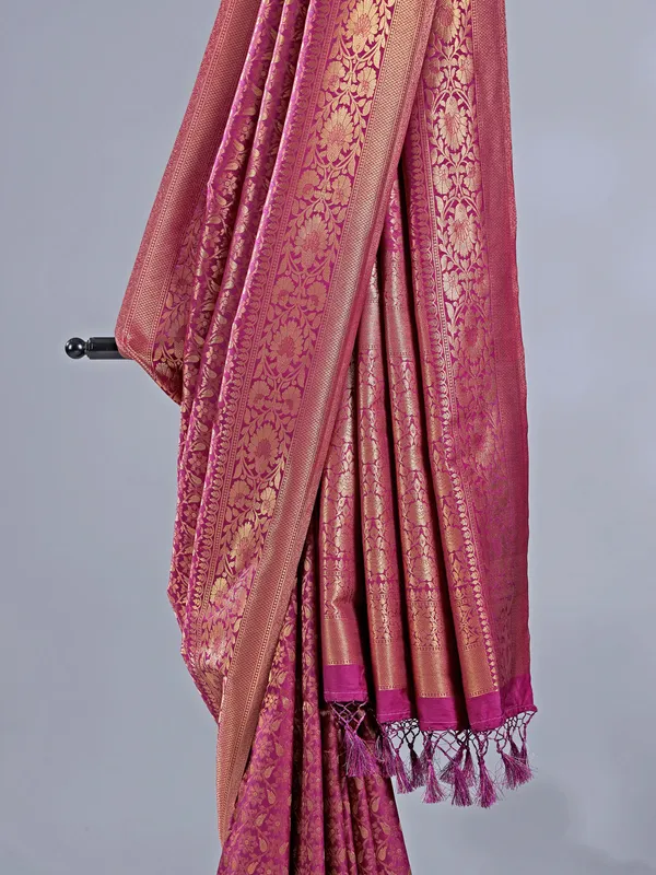 Wine silk saree with unstitched blouse