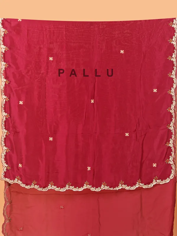 Wine soft organza saree with ready made blouse