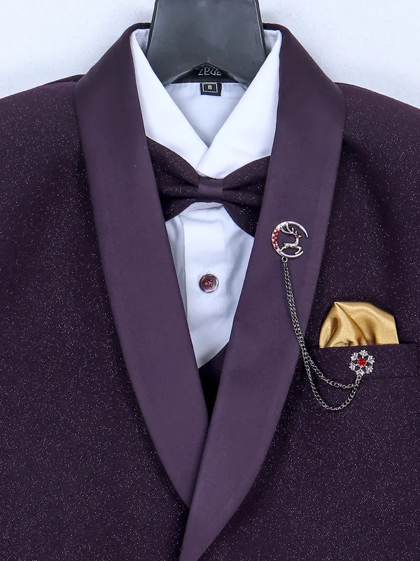 Wine terry rayon boys coat suit