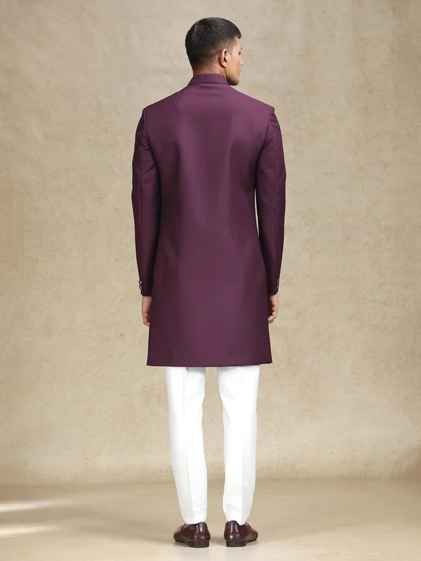 Wine terry rayon indo western for reception