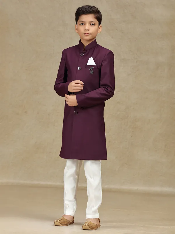 Wine terry rayon indowestern for wedding for wedding wear