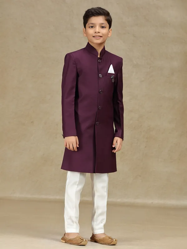 Wine terry rayon indowestern for wedding for wedding wear