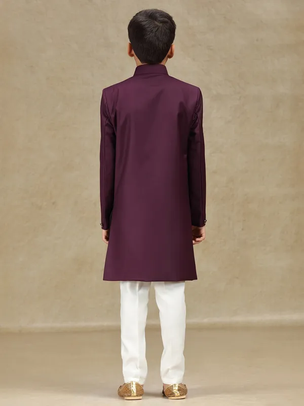 Wine terry rayon indowestern for wedding for wedding wear