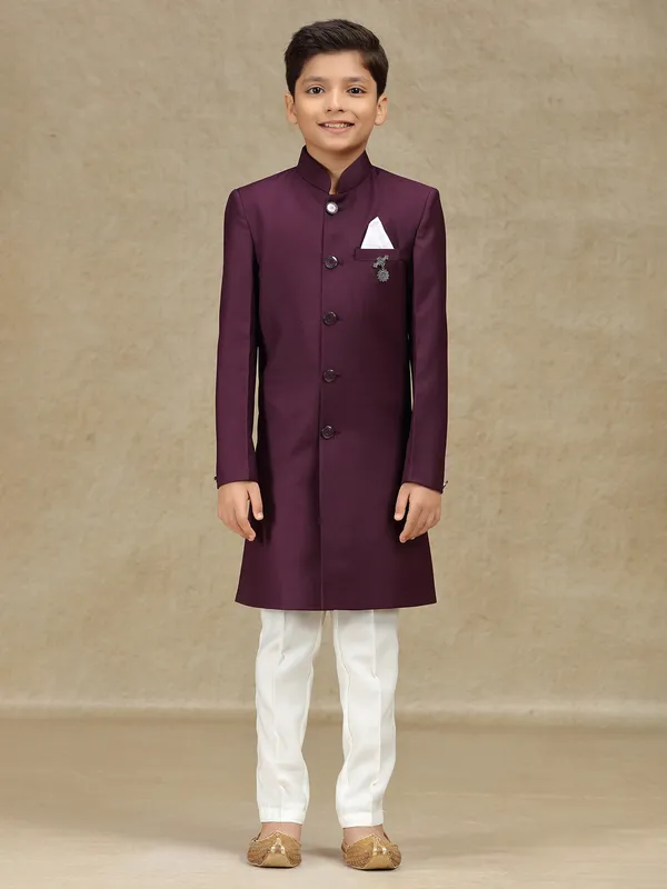 Wine terry rayon indowestern for wedding for wedding wear