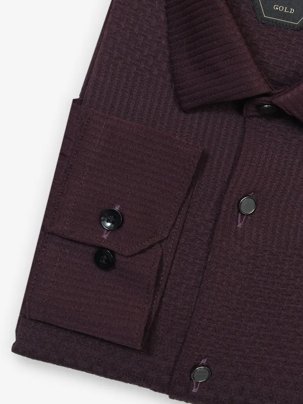 Wine textured cotton shirt for party wear