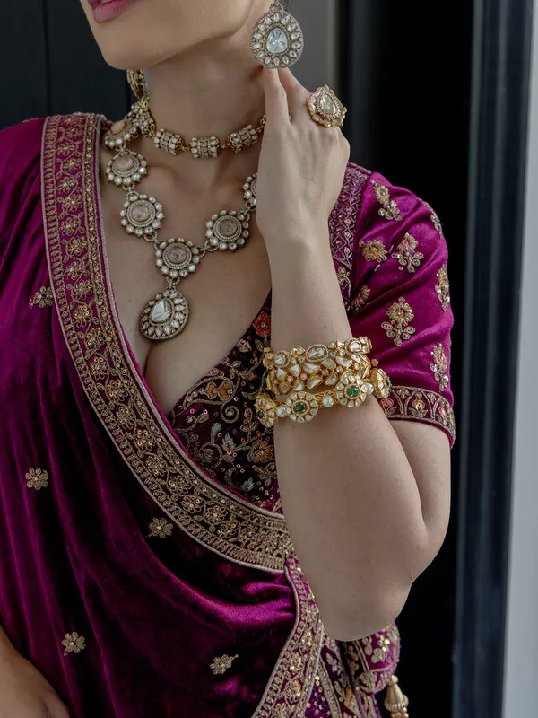 Wine velvet lehenga choli for bride