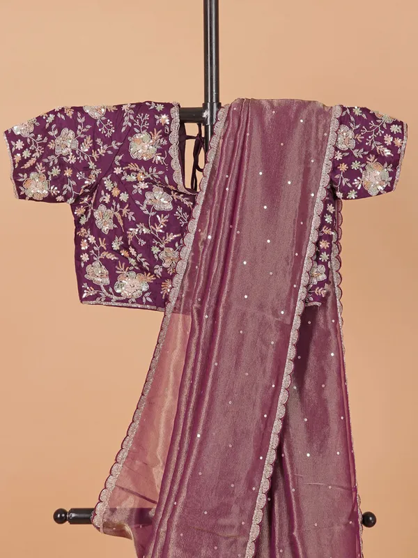 Wine wedding wear saree in organza