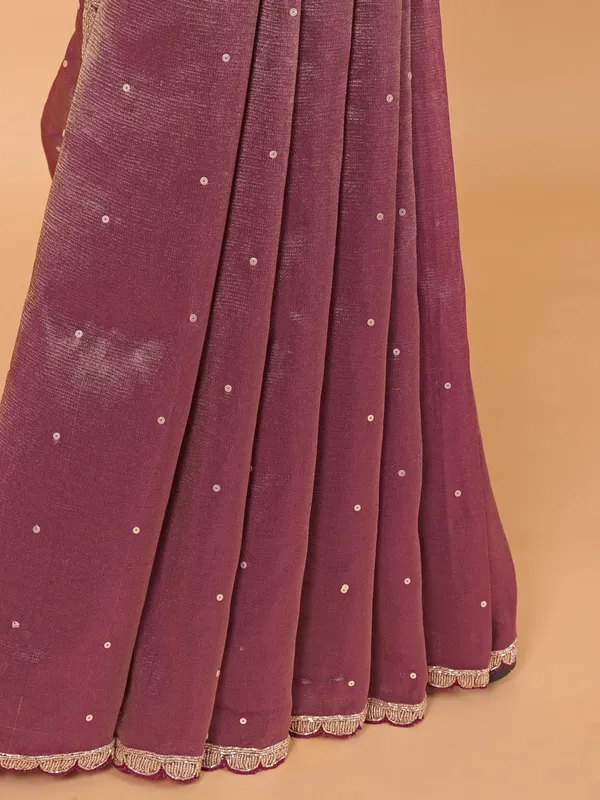 Wine wedding wear saree in organza