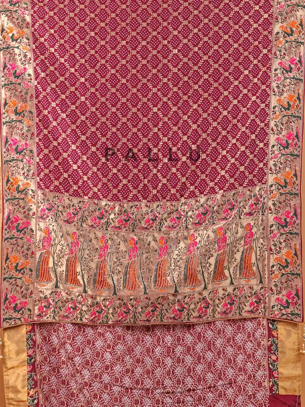 Wine wedding wear saree in semi georgette