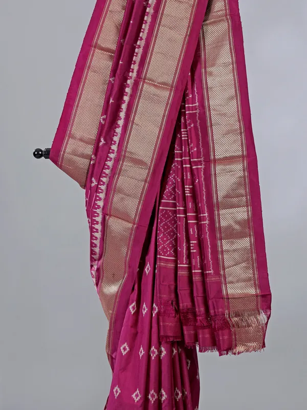Wine zari weaving patola silk saree for festive occasions