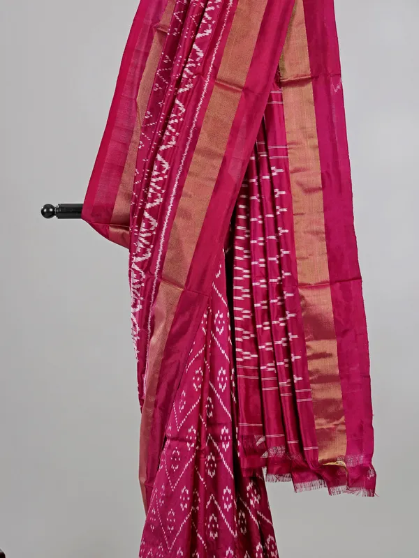 Wine zari weaving patola silk saree for wedding elegance