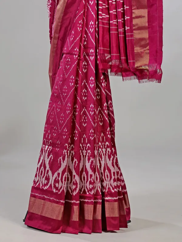Wine zari weaving patola silk saree for wedding elegance