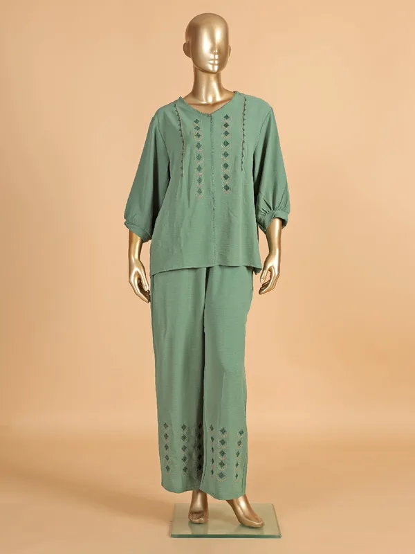 Women cotton green co ord set