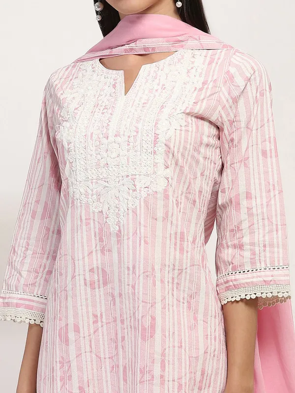 Women cotton kurti set in pink