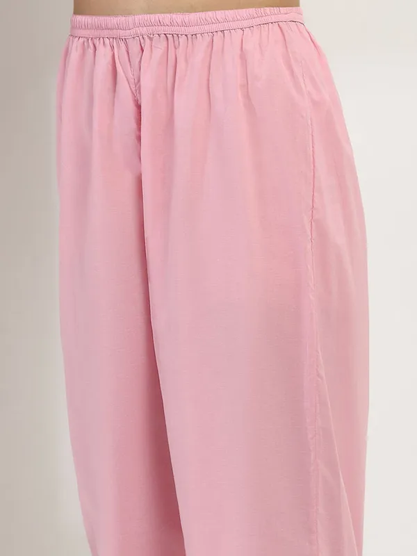 Women cotton kurti set in pink