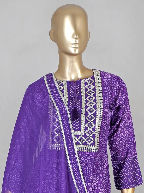Women dark purple cotton festive wear pant suit