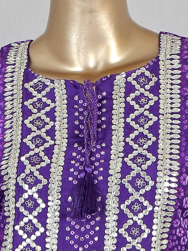 Women dark purple cotton festive wear pant suit
