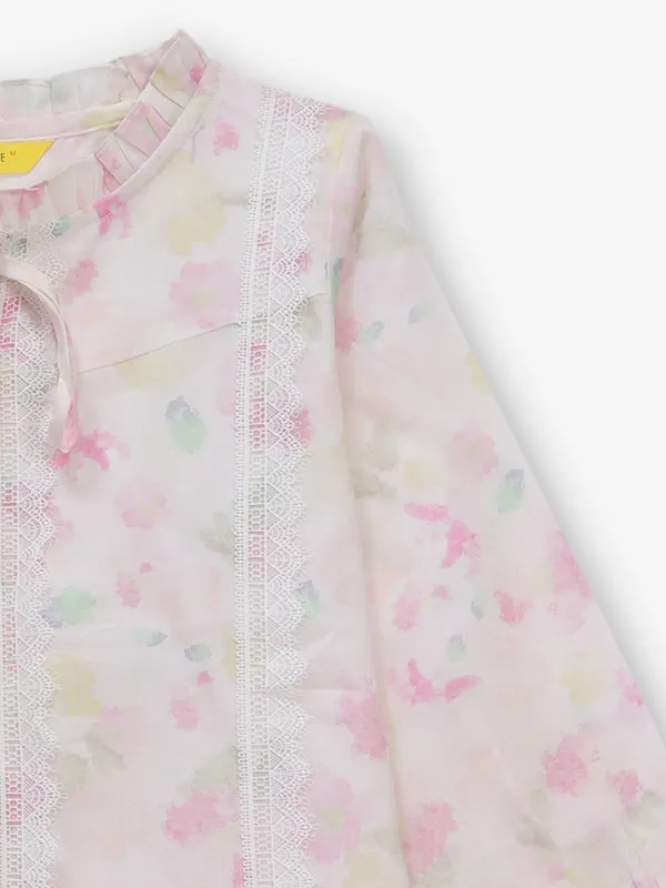 Women pink cotton printed top