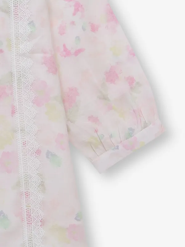 Women pink cotton printed top