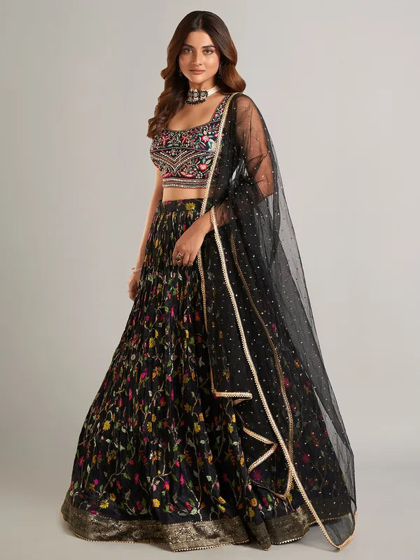 Wonderful black laycra lehenga choli