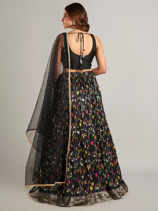 Wonderful black laycra lehenga choli