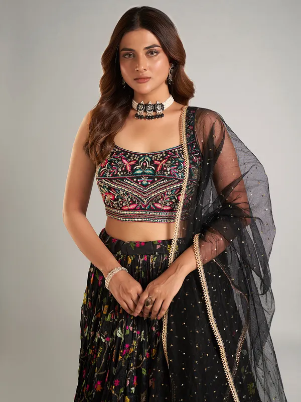 Wonderful black laycra lehenga choli