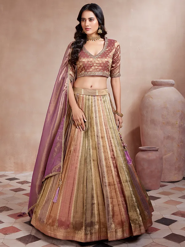 Wonderful brown silk lehenga choli