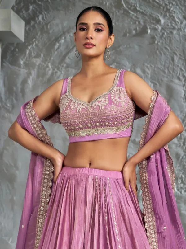 Wonderful light purple silk lehenga choli