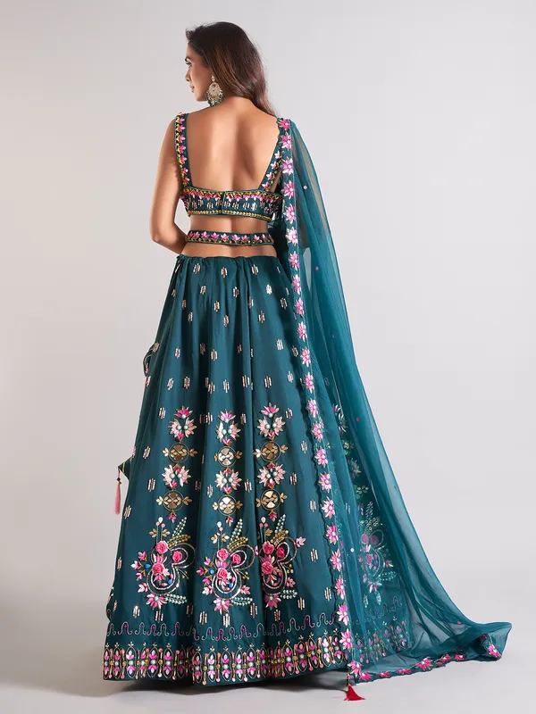Wonderful green silk lehenga choli