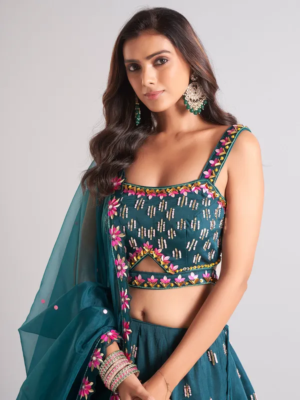 Wonderful green silk lehenga choli