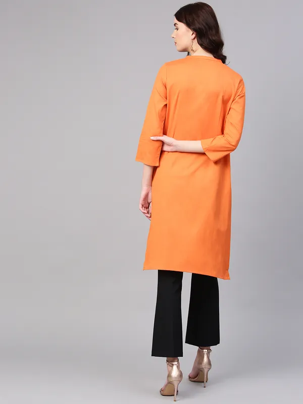 W wonderful orange hue casual kurti in cotton