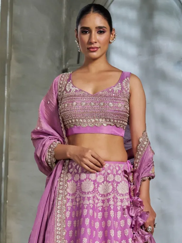 Wonderful purple lehenga choli with dupatta