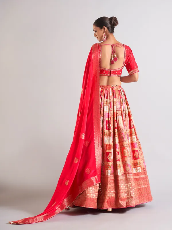 Wonderful red cotton silk lehenga choli