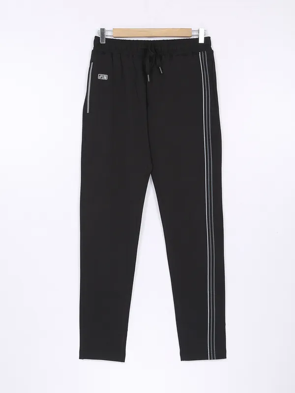 XN Replay black cotton plain track pant